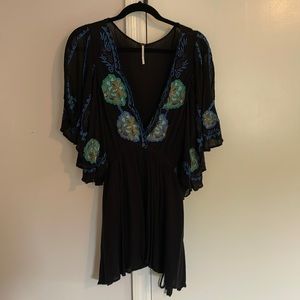 Free People, Black body with green, blue, and gold embroidered decoration
